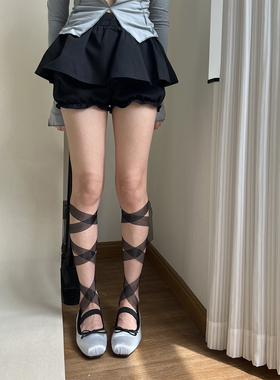 春夏少女绑带袜子balletcore芭蕾风丝带小腿袜甜美辣妹堆堆袜显瘦