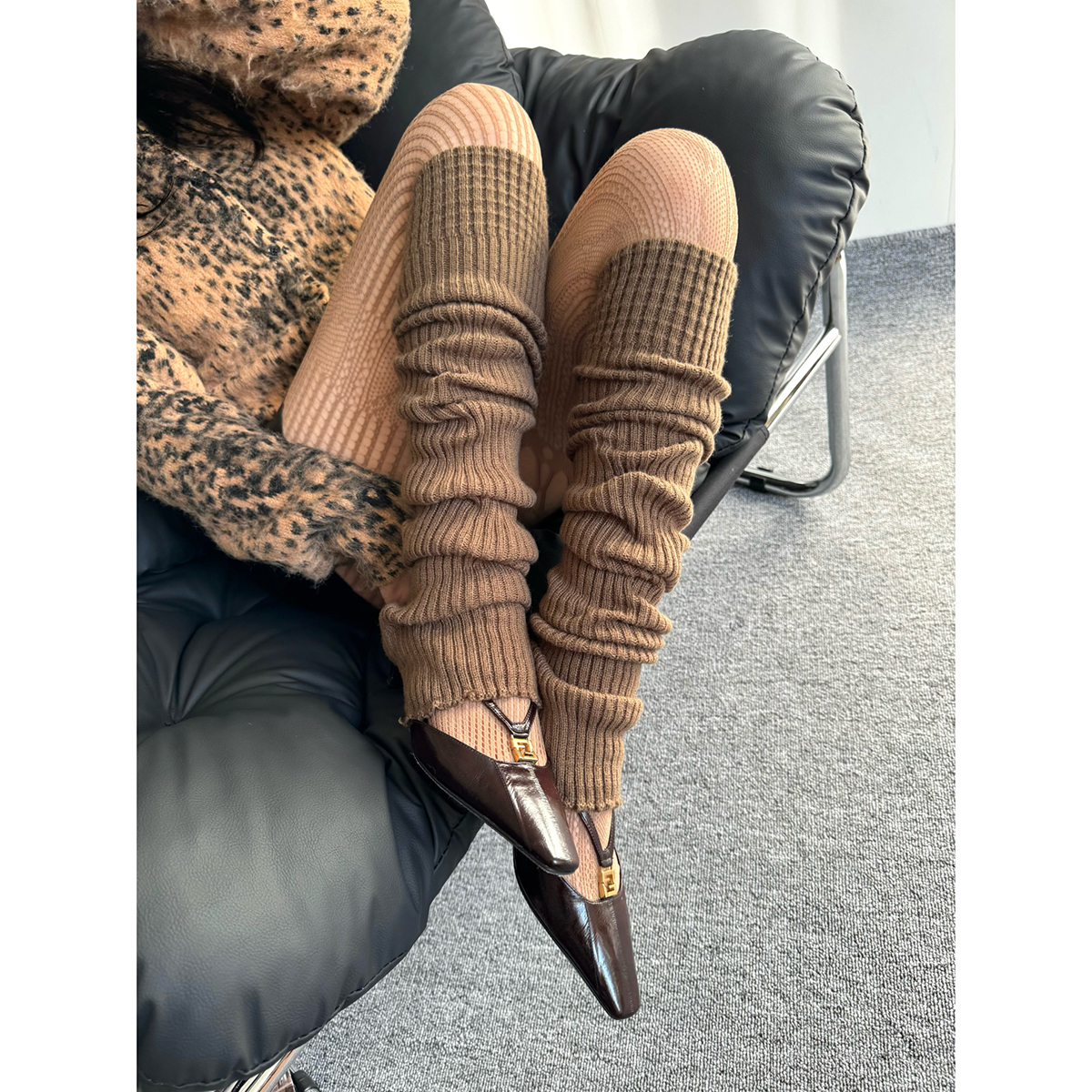 长筒针织踩脚瑜伽袜套保暖腿套女