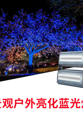 蓝色投光灯园林照树灯全方位室外led防水照明灯绿化线性户外射灯