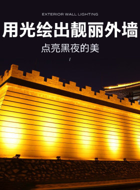 洗墙灯户外防水建筑墙体亮化投光灯地面旅游风景区彩色泛光外立面