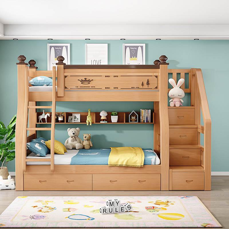 上下床双层床一儿一女两层高低双人床实木上下铺木床儿童床子母床