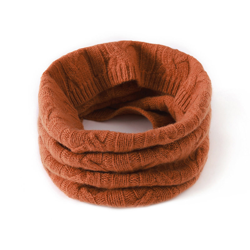 95%软糯山羊绒秋冬新款女士麻花脖套纯色简约保暖护颈针织围脖
