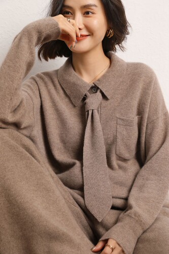 95%山羊绒可爱百搭2023秋冬新款女针织衣服配件装饰领带领结