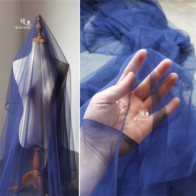 原创设计面料深层次蓝网肌理蕾丝