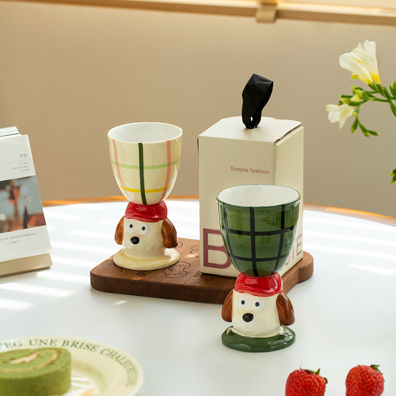 肆月可爱陶瓷咖啡杯高脚杯情侣杯