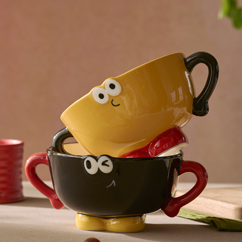 【可爱搞怪陶瓷双耳碗brunch】