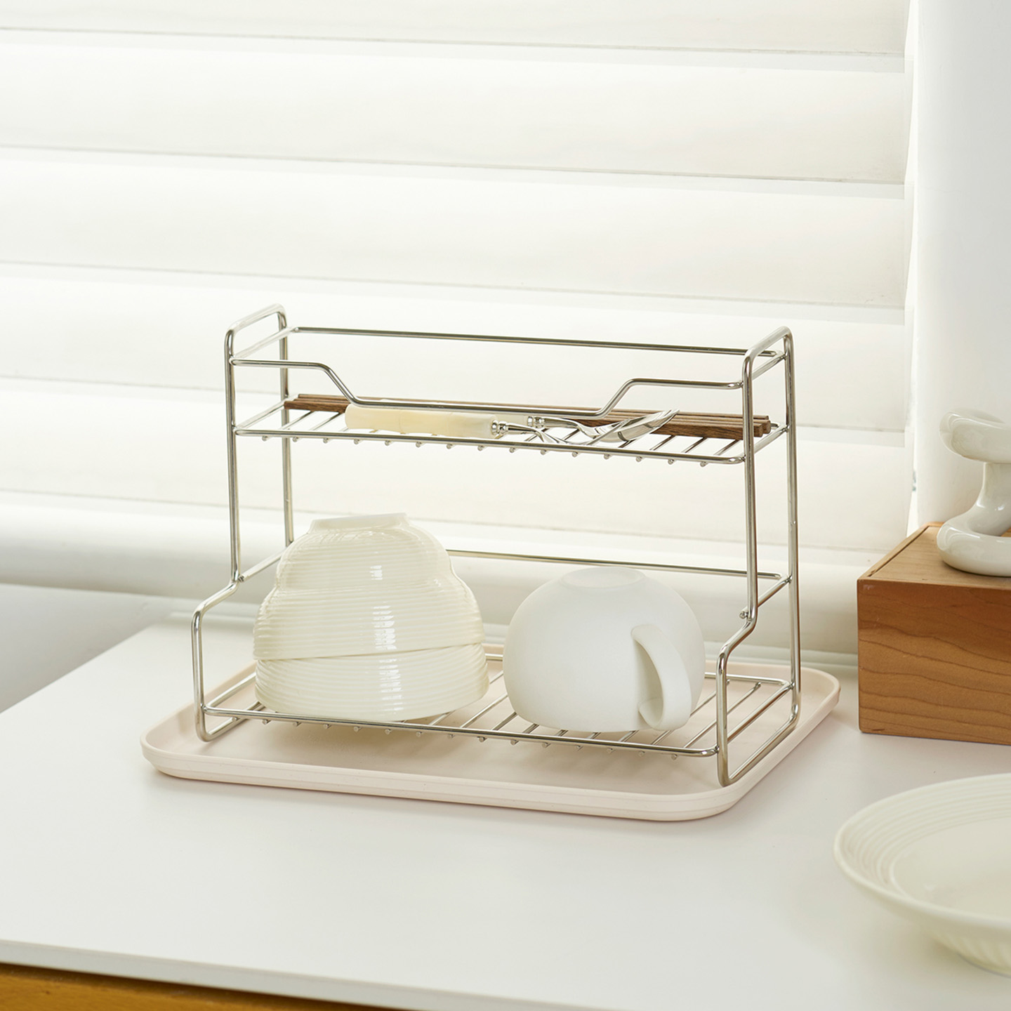 肆月厨房碗碟收纳沥水架多功能