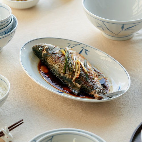 肆月中式陶瓷大号鱼盘