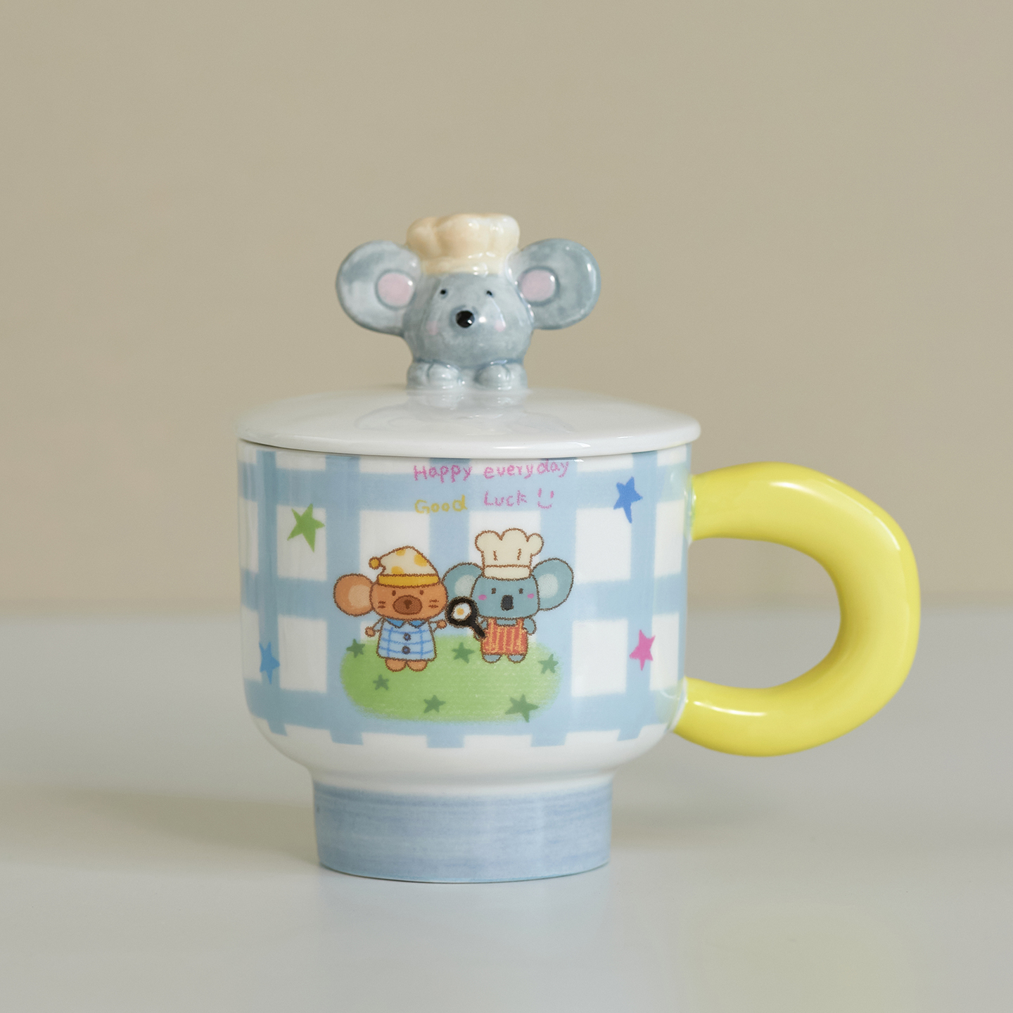 肆月高颜值立体小狗带盖马克杯