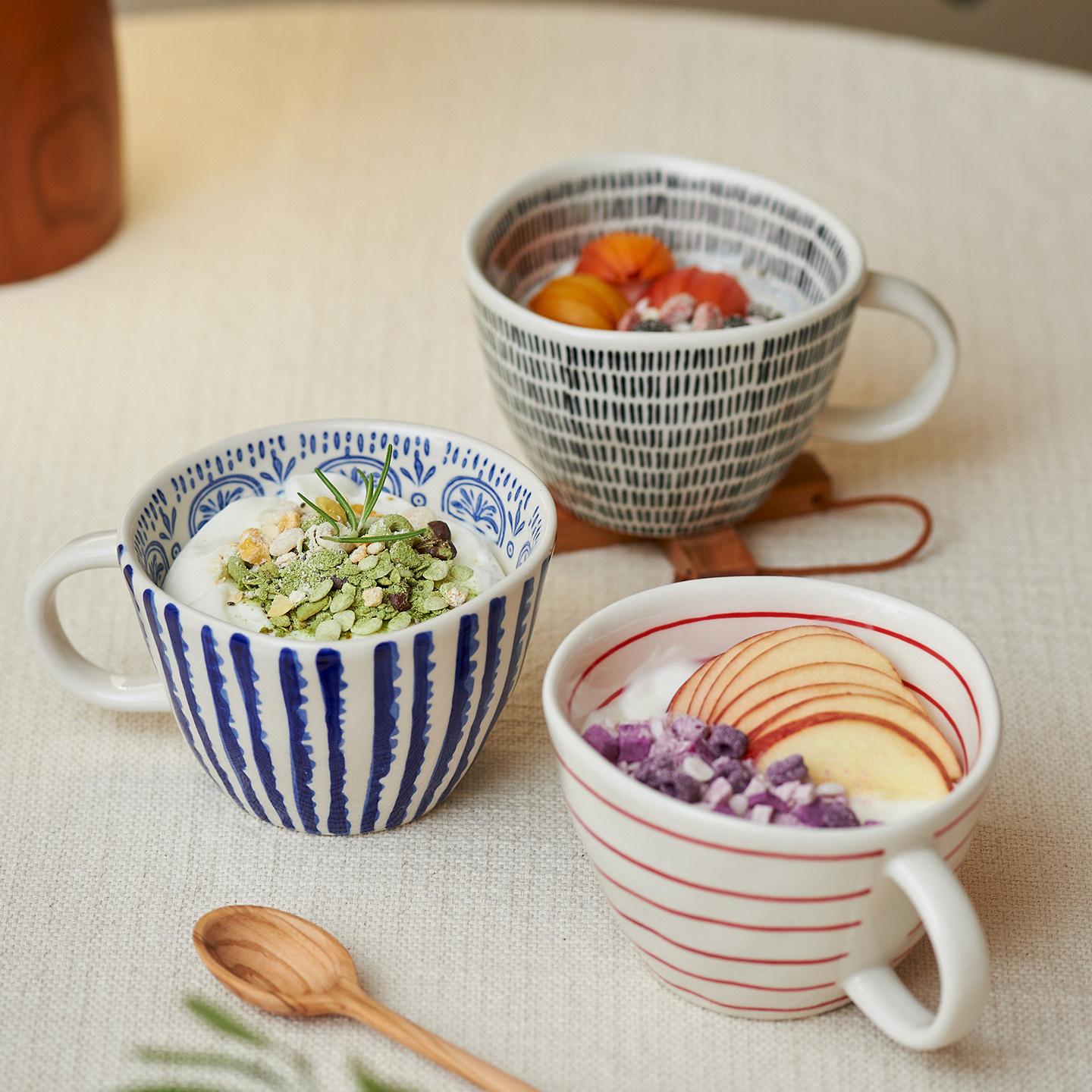 肆月杯子家用喝水马克杯条纹陶瓷早餐杯办公室高颜值水杯个人专用