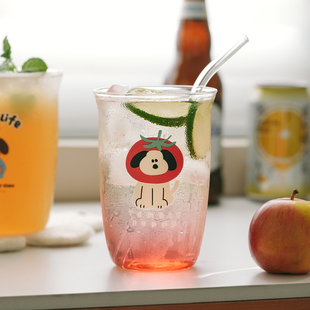 肆月高颜值杯子可加热高硼硅玻璃水杯家用喝水果汁咖啡牛奶啤酒杯