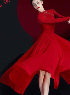 万江舞蹈表演服装720度大摆裙大红色开场舞现代歌曲舞蹈中国舞蹈