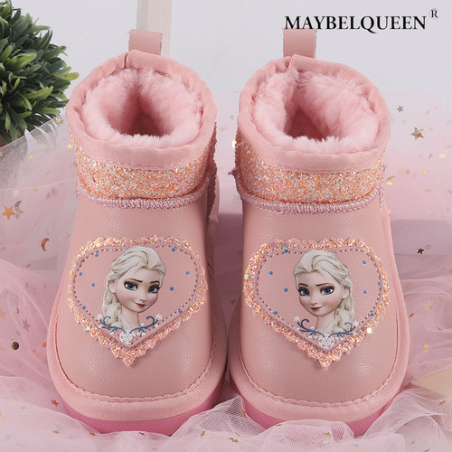 儿童冬季保暖防水雪地靴真皮