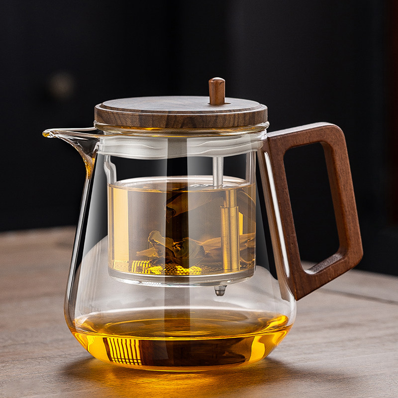 冠发飘逸杯泡茶壶玻璃内胆茶水分离一键下水茶壶家用办公室茶具