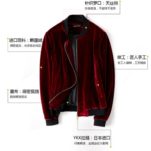 坦佐潮牌秋冬情侣款男女装真进口丝绒夹克港风女士短外套YKK拉链 - 封面