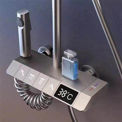 现代全铜水镀智能恒温淋浴花洒套装增压花洒家用全套一整套新款