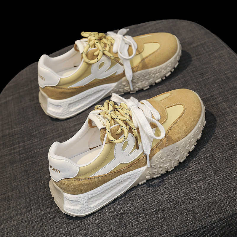 真皮厚底阿甘鞋女鞋2025春季新款爆款平底德训鞋休闲运动老爹