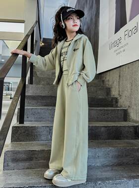 女童卫衣套装春秋新款儿童运动休闲裤时髦女孩大童夏装两件套