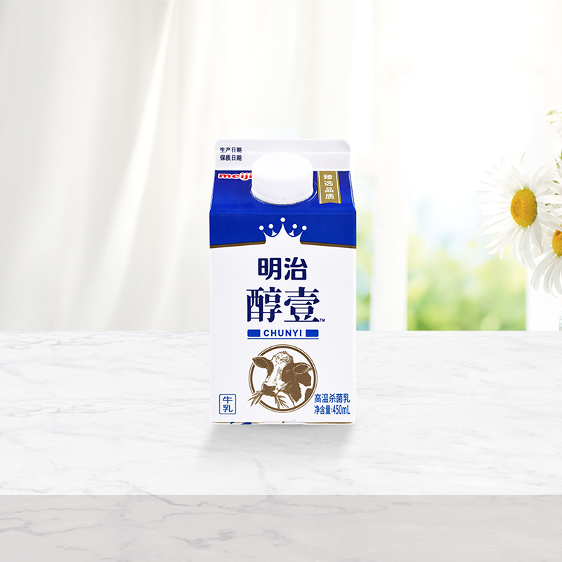明治meiji 醇壹鲜牛奶450ml*7盒 全脂/低脂
