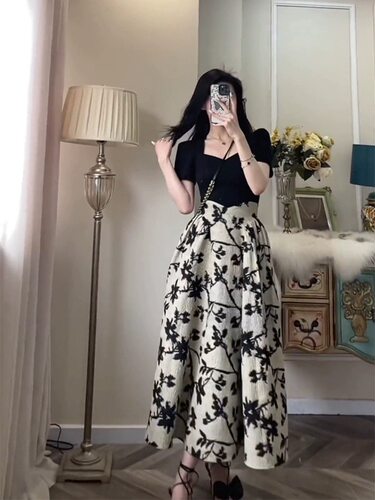 法式赫本风收腰显瘦拼接连衣裙女