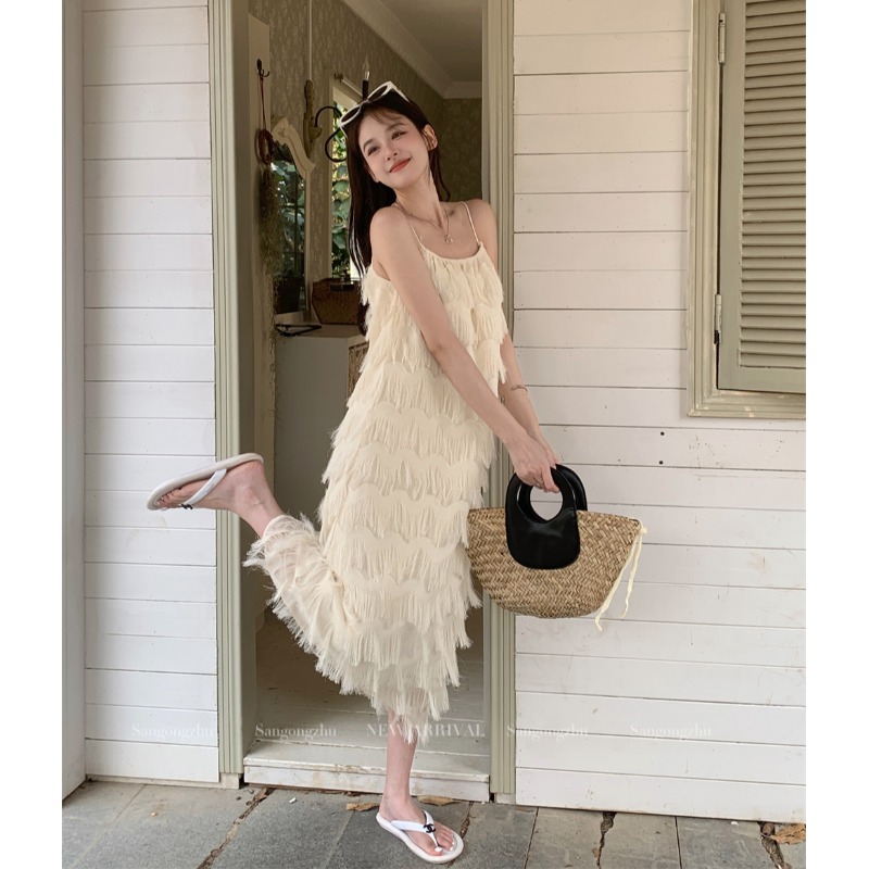 流苏设计感宽松百搭吊带连衣裙女
