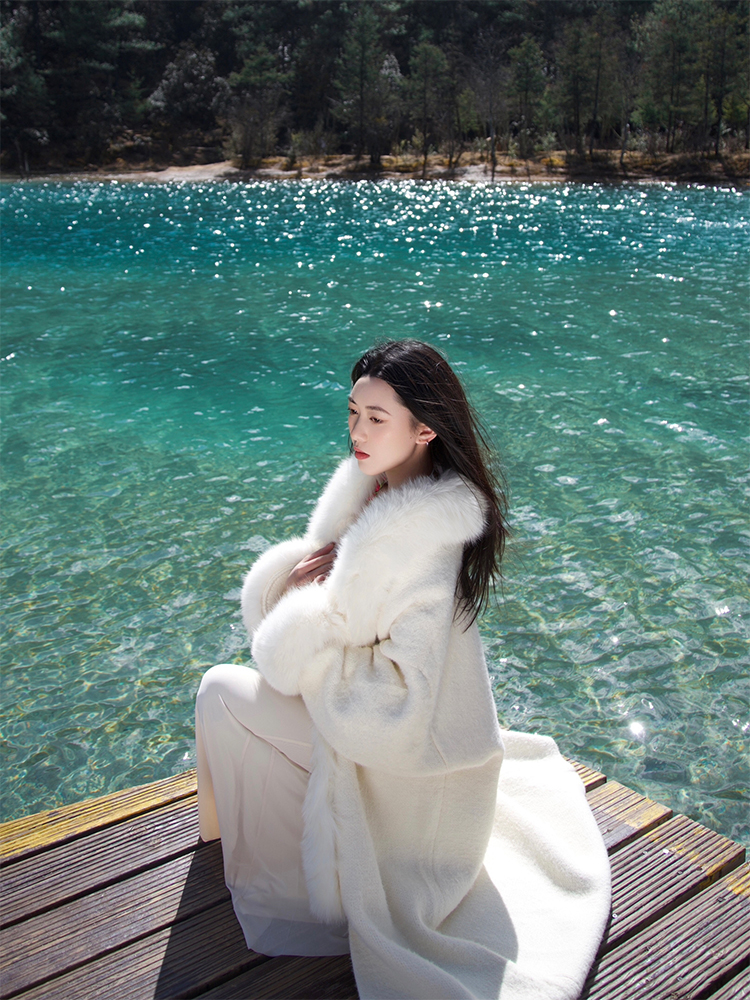 冬季水貂毛双面羊绒大衣女外套