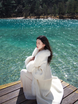 冬季水貂毛双面羊绒大衣女外套