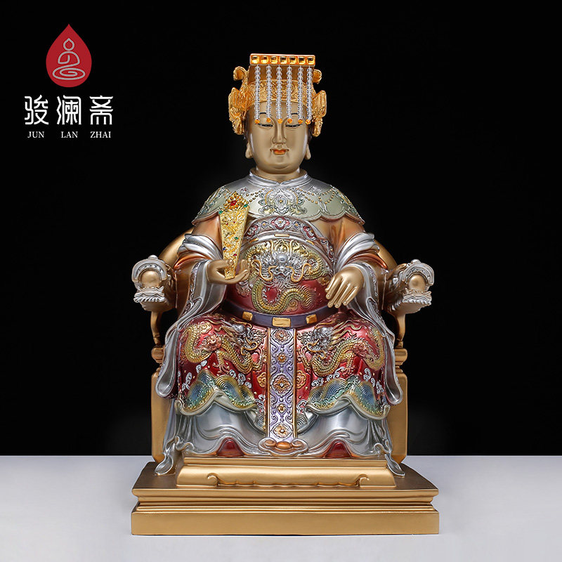 骏澜斋全铜妈祖娘娘佛像天上圣母天后海神像供奉客厅工艺饰品摆件
