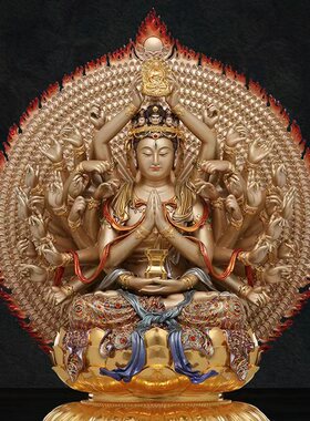 全铜贴金千手千眼观世音菩萨佛像