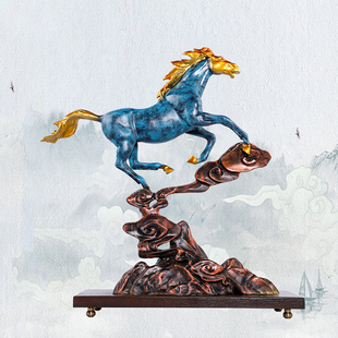 飞黄腾达招财马铜摆件客厅办公室家居装饰创意开业礼品铜马摆件