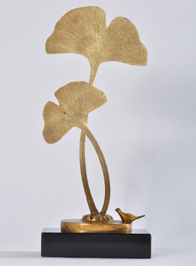 铜银杏叶创意摆件现代轻奢客厅电视柜茶几玄关酒柜北欧式装饰品