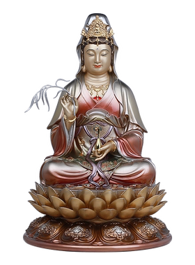 骏澜斋铜《观世音菩萨》佛像供奉家用神像客厅桌面全堂摆件大全