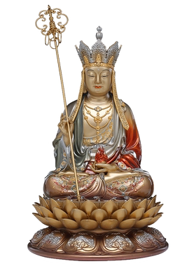 纯铜九华山地藏王供奉摆件菩萨像