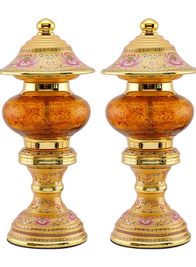 云彩水晶玻璃神社灯珐琅彩色供佛灯佛前供灯LED插电供灯佛具用品