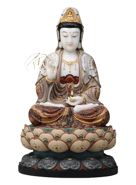 骏澜斋观世音菩萨彩石大全汉白玉