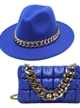 Style Topper Golden Acrylic Chain Jazz Hat Crossbody Men's B