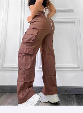 Women's rendy Multi-pocket Solid lor Overalls (single Pants)