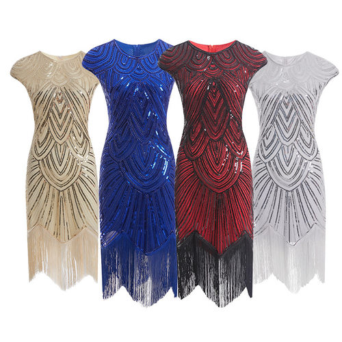 Quality Tassel Woven Sequin Dress 1920 Vintage Film Dress