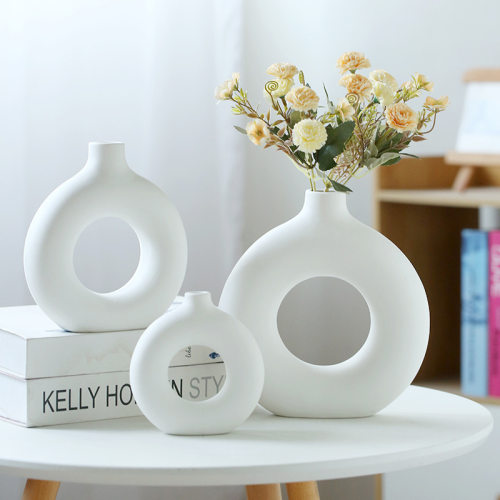 Creative Ceramic Vase Ornaments Living Room Flower Geometric