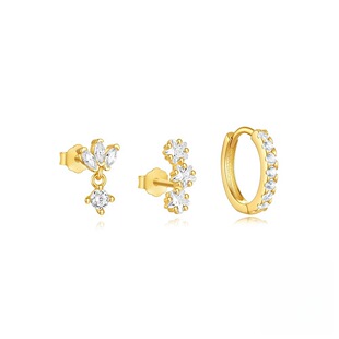 Diamond-encrusted Light Luxury Ear Ring Petal Earrings Set M