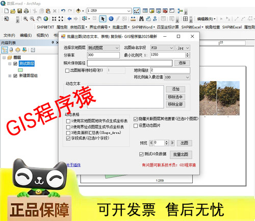 [gis插件]批量出图、批量出宗地图动态文本、动态坐标表