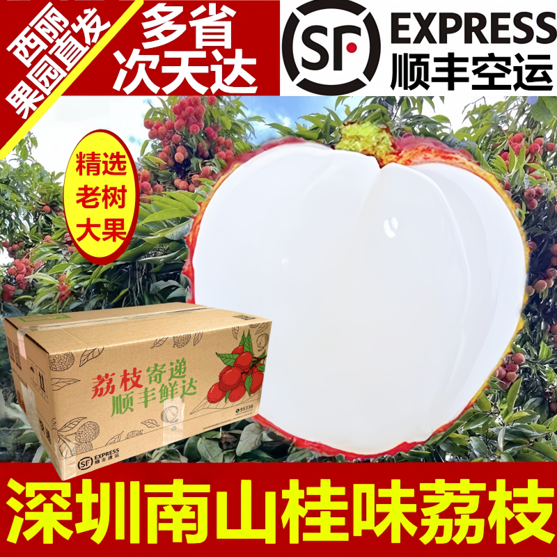 顺丰空运深圳南山荔枝小核当季新鲜水果现摘桂味5斤礼盒广东特产