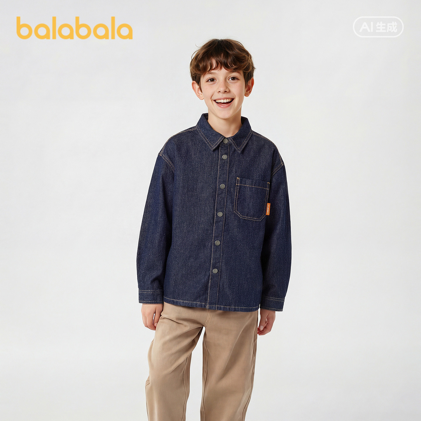 【商场同款】巴拉巴拉童装儿童长袖衬衫男童2026新款春装牛仔上衣