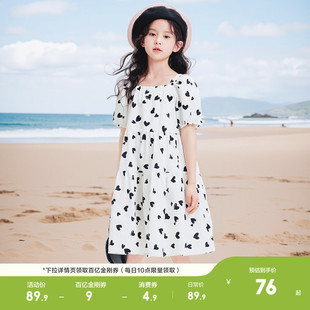 大童泡泡袖 A字塔裙公主裙甜 女童裙子儿童连衣裙夏装 巴拉巴拉童装