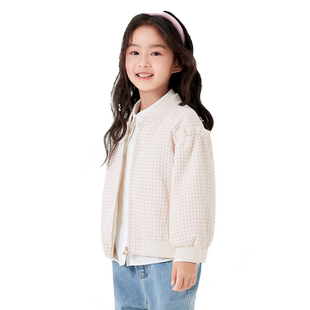 巴拉巴拉童装女童外套千鸟格小香风棒球服秋季儿童小童上衣荷叶边