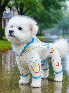 PETCIRCLE宠物圈春夏新品猫猫狗狗服装服饰彩虹雨衣雨季雨披四脚