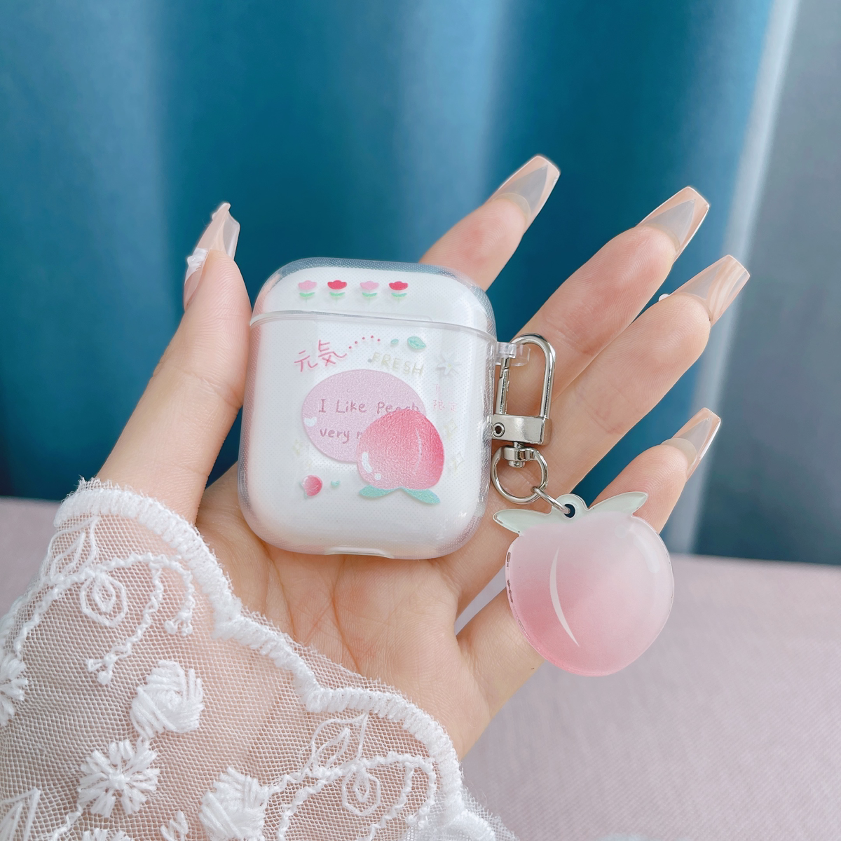 韩风ins可爱少女心粉元气桃子吊坠airpods1/2代苹果无线蓝牙耳机套pro2新款少女3代保护套4代软