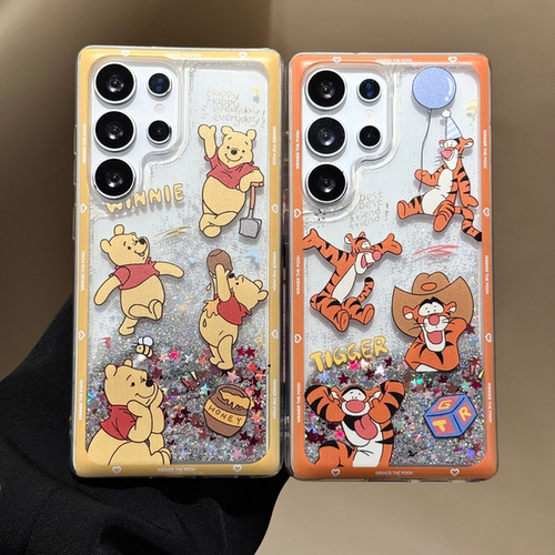 适用于Samsung S26Ultra 卡通维尼熊流沙TPU+PC保护套 Galaxy S25Plus S24 S23U手机壳