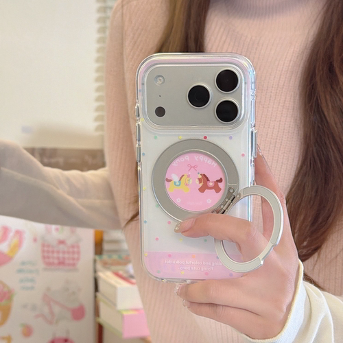 彩色波点情侣小马适用iphone17promax苹果16手机壳MagSafe磁吸15支架14卡通少女13软壳
