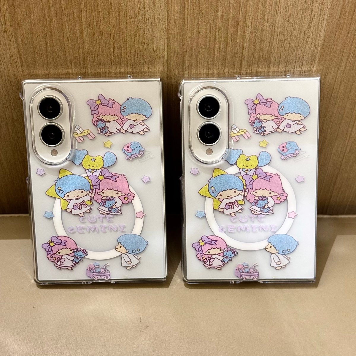 适用于SamsungzFold8Ultra卡通双子星全包硬手机壳zfold7 6 5 4 3透明磁吸折叠保护套